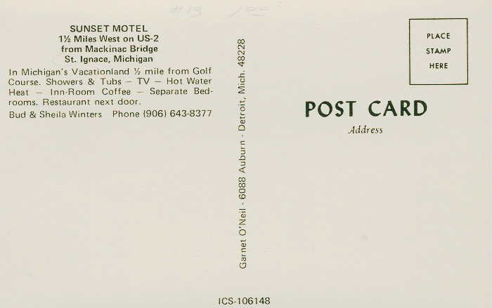 Sunset Motel - Vintage Postcard